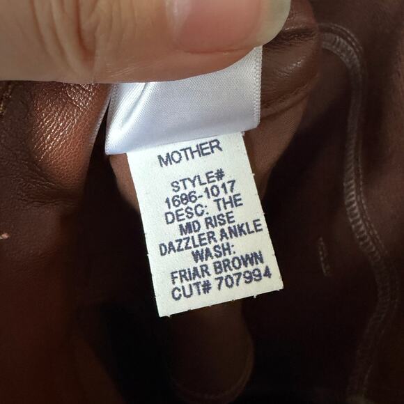 Mother The Mid Rise Dazzler Ankle Pants Faux Leather Friar Brown Size 30 - Picture 8 of 8